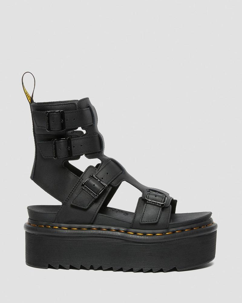 Dr Martens Giavanna Lær Platform Gladiatorsandaler Dame Svarte | Norge 491HAP